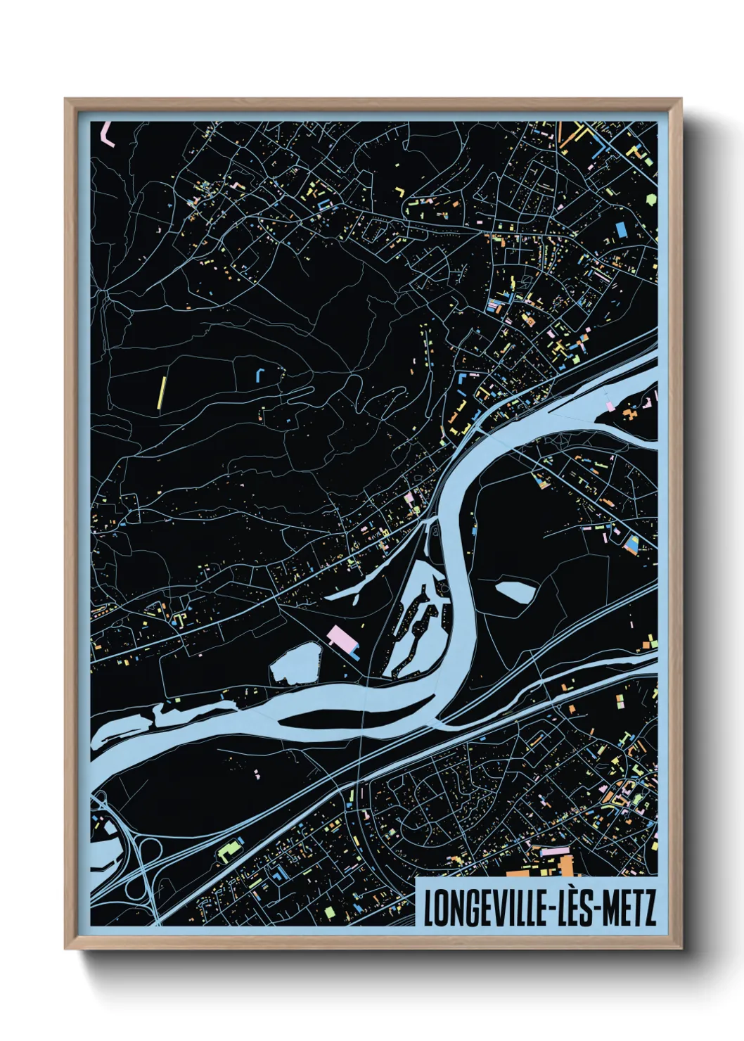 Une affiche de carte sur Longeville-lès-Metz