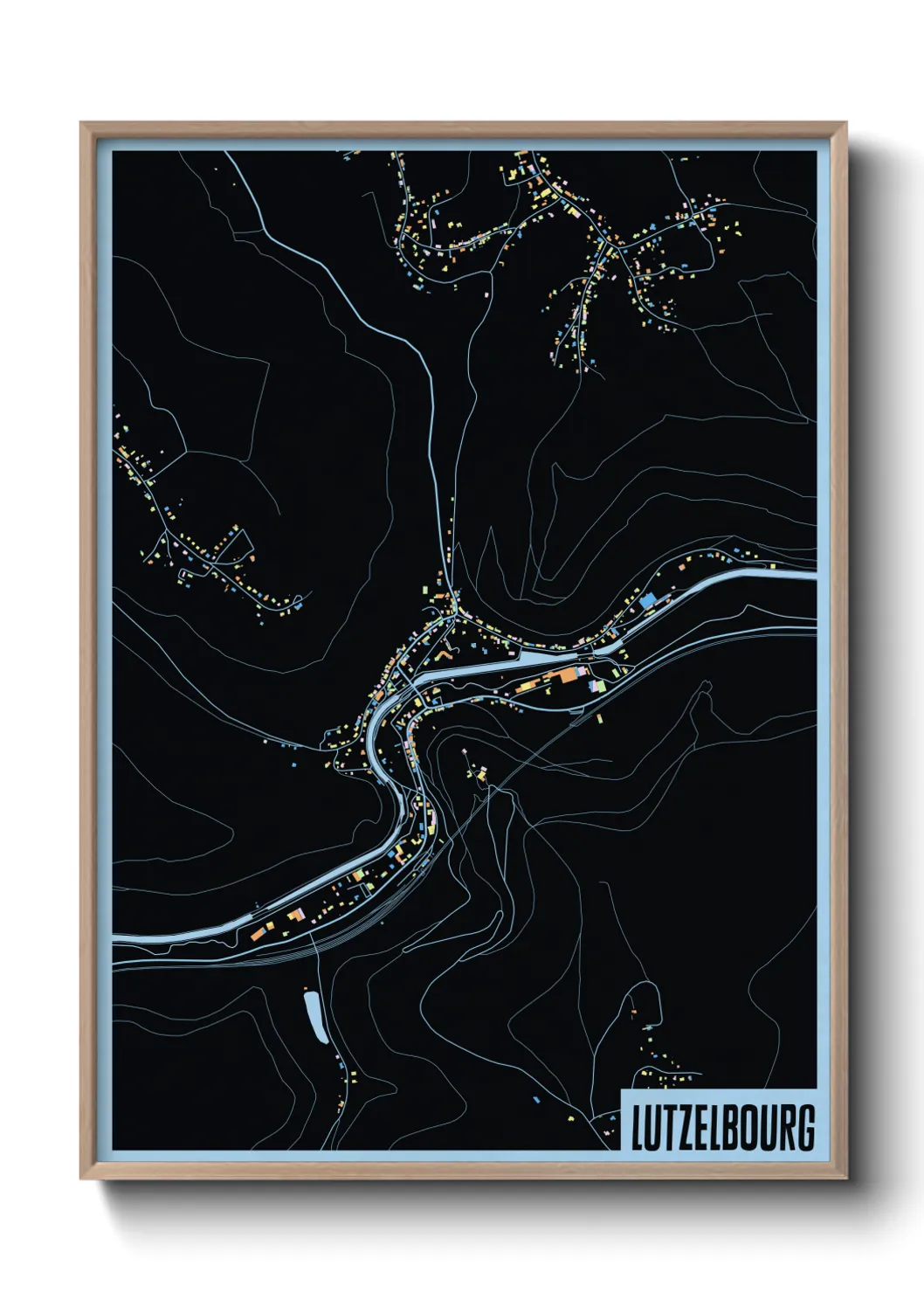 Une affiche de carte sur Lutzelbourg