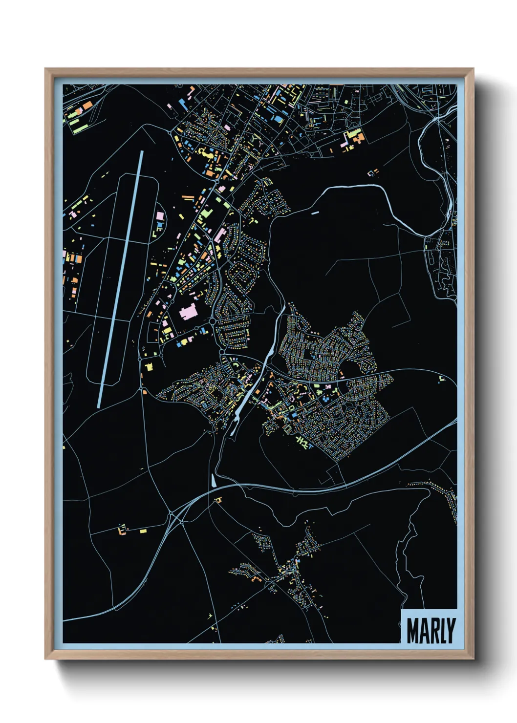 Une affiche de carte sur Marly