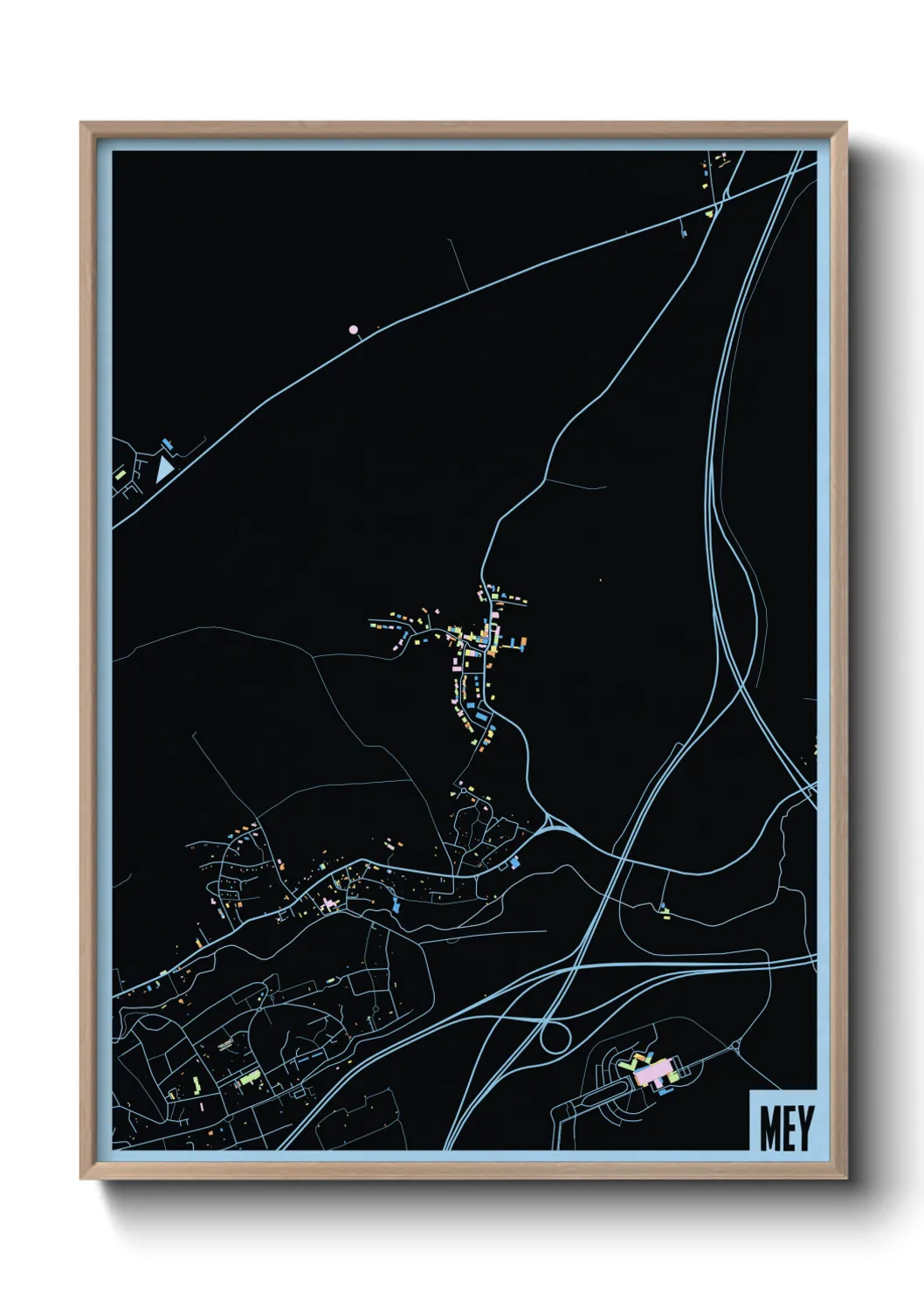 Une affiche de carte sur Mey