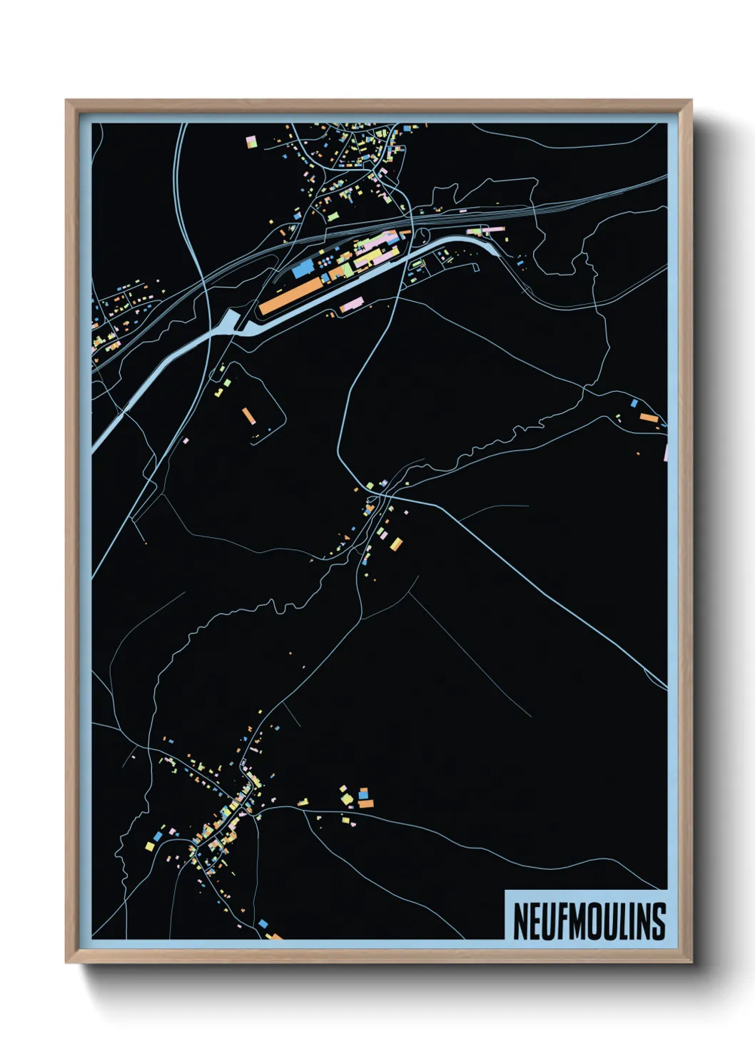 Une affiche de carte sur Neufmoulins