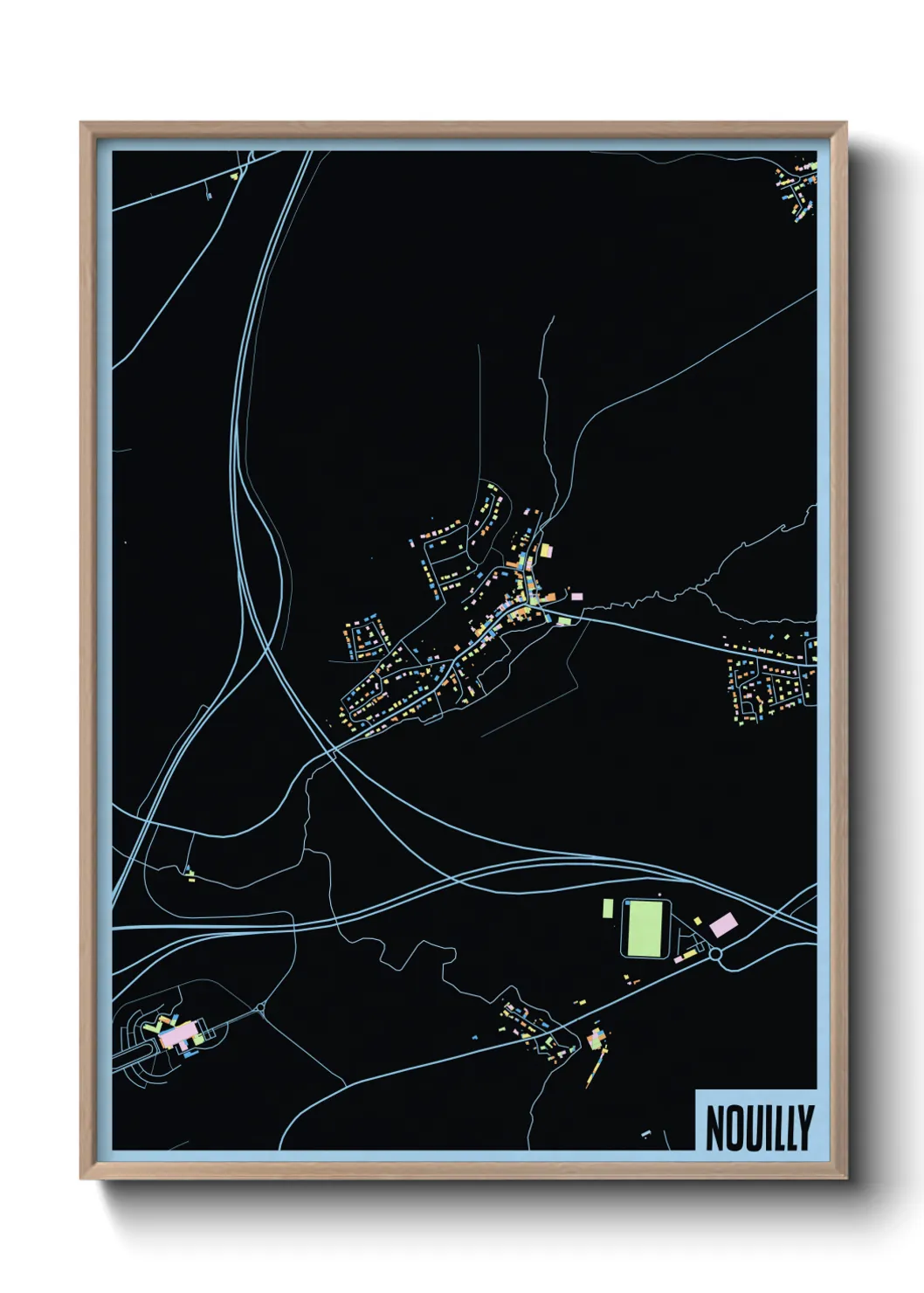 Une affiche de carte sur Nouilly