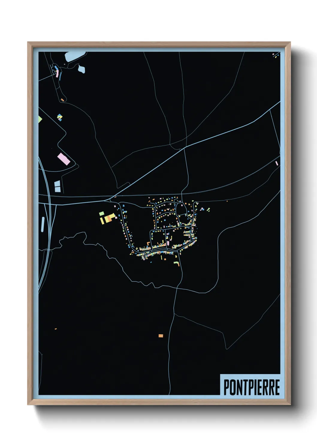 Une affiche de carte sur Pontpierre