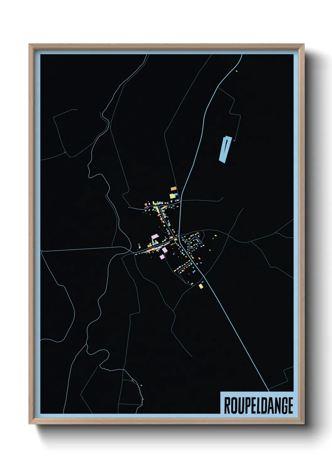 Une affiche de carte sur Roupeldange