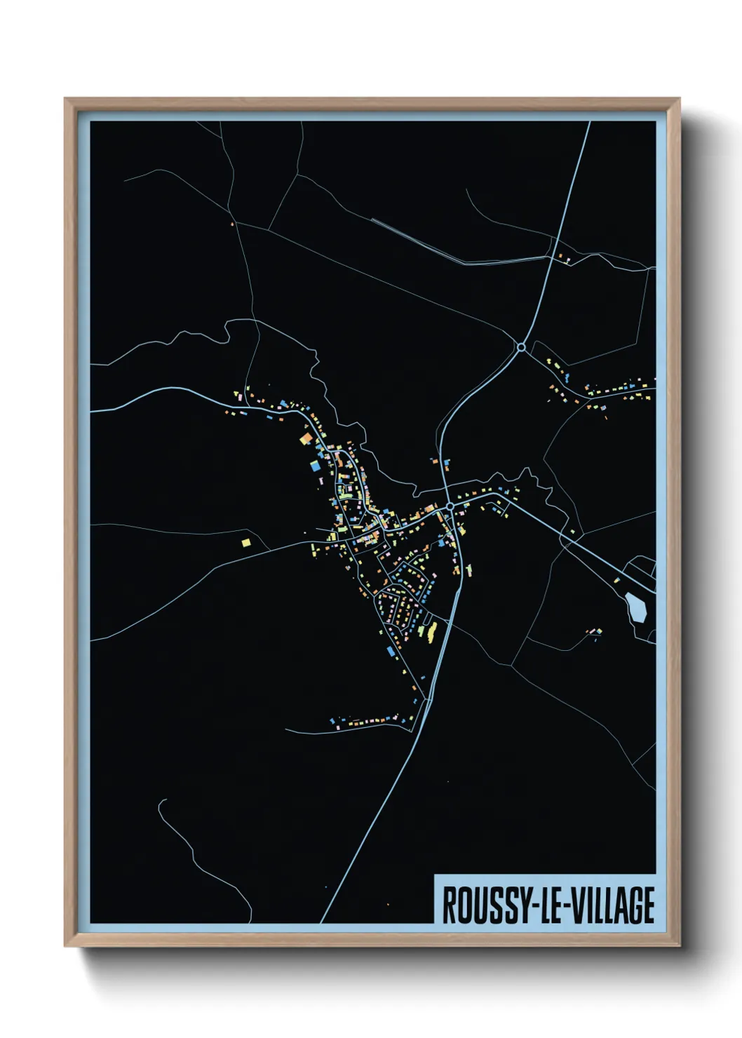 Une affiche de carte sur Roussy-le-Village