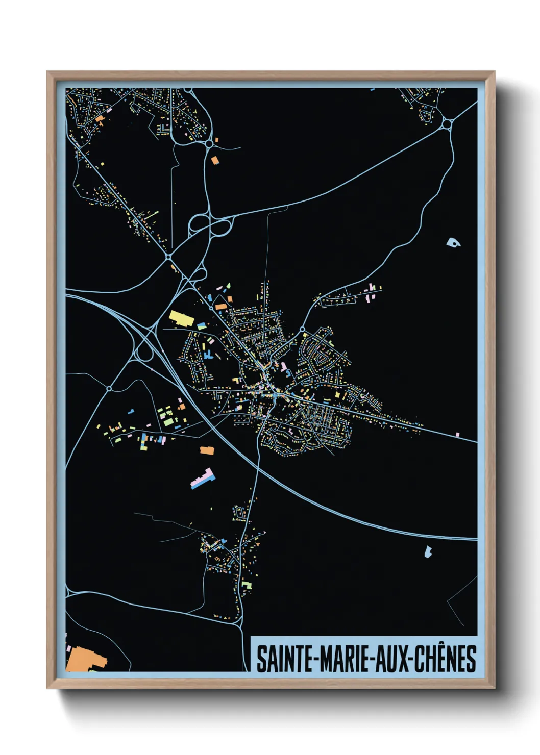 Une affiche de carte sur Sainte-Marie-aux-Chênes