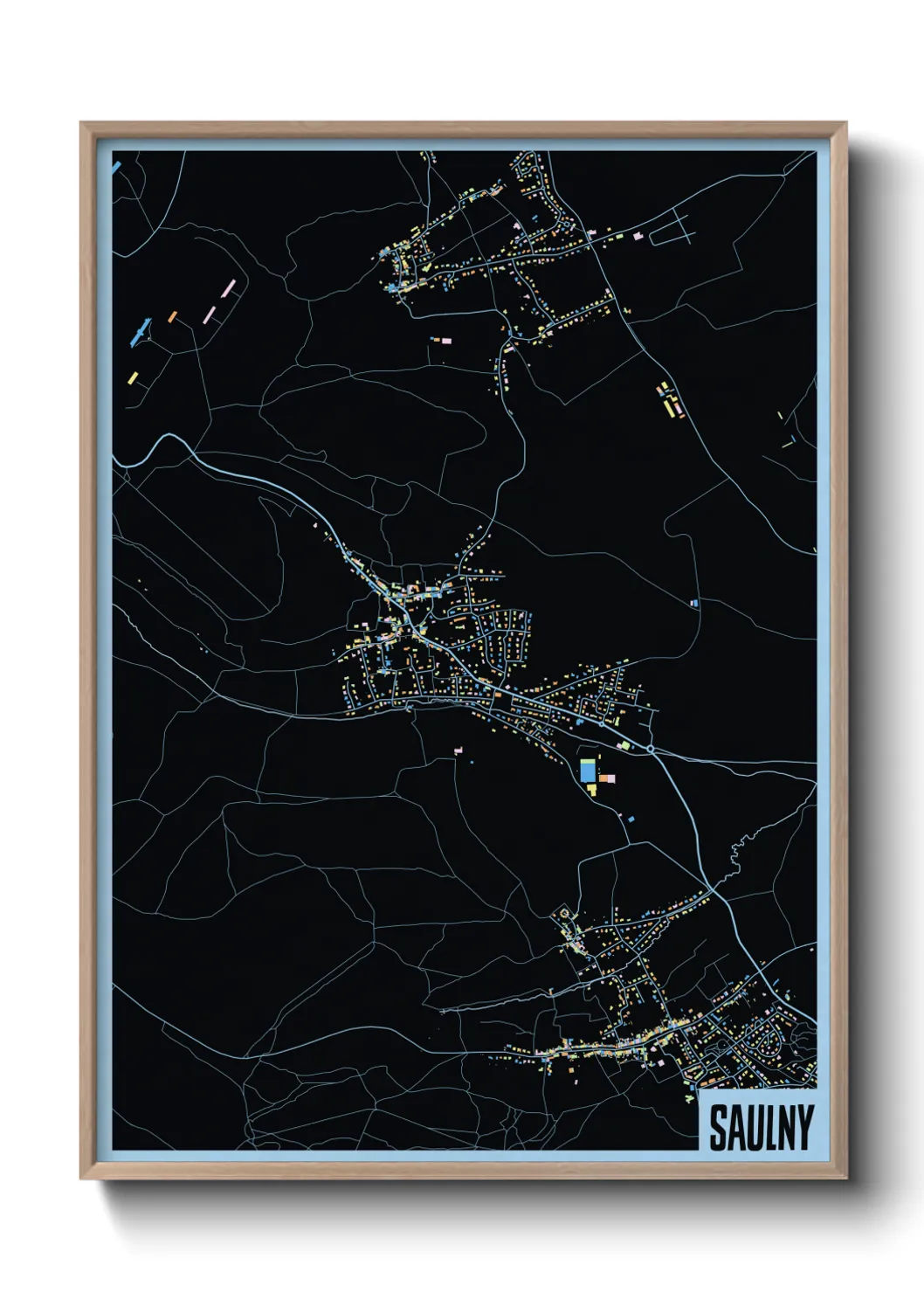 Une affiche de carte sur Saulny