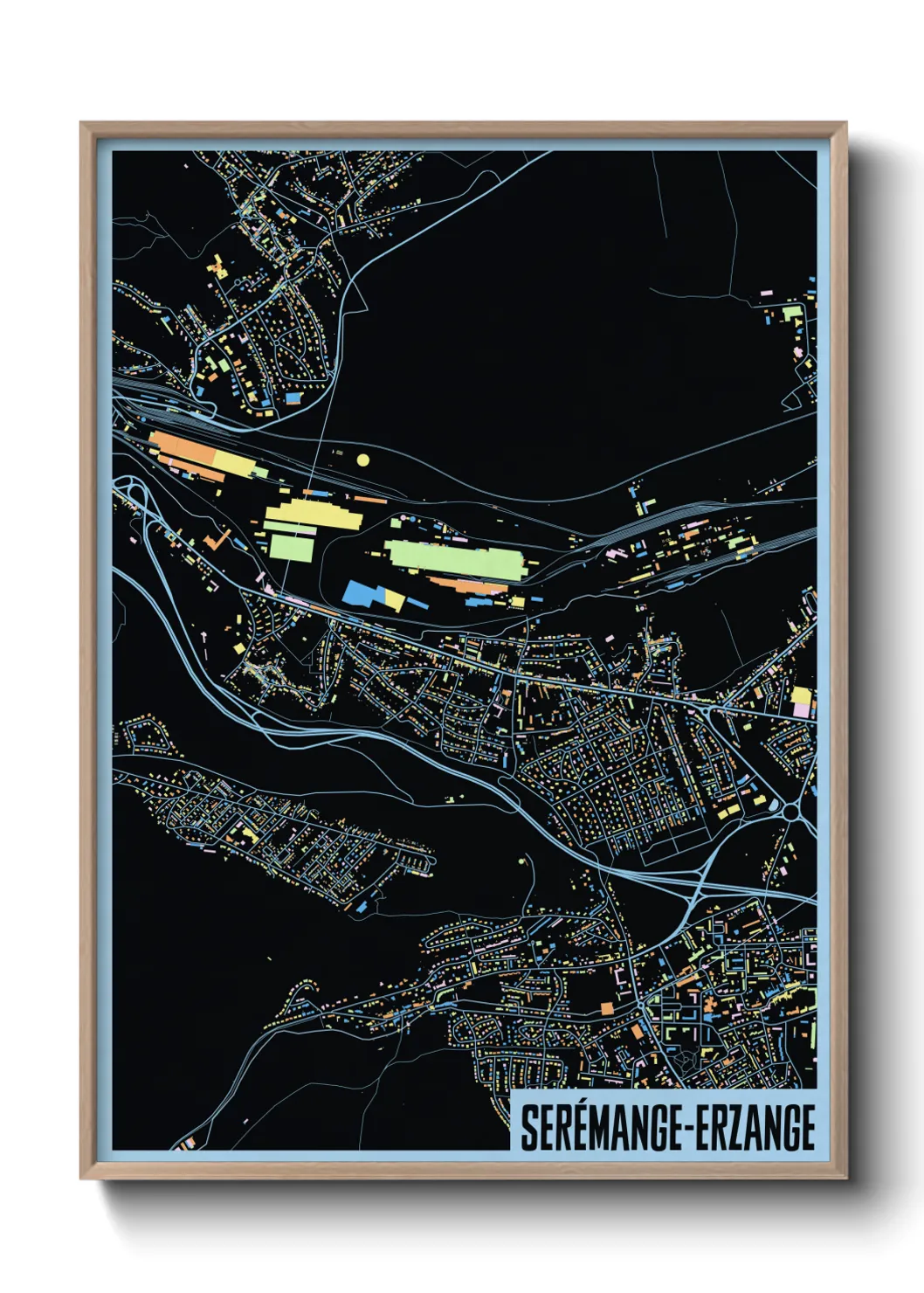 Une affiche de carte sur Serémange-Erzange