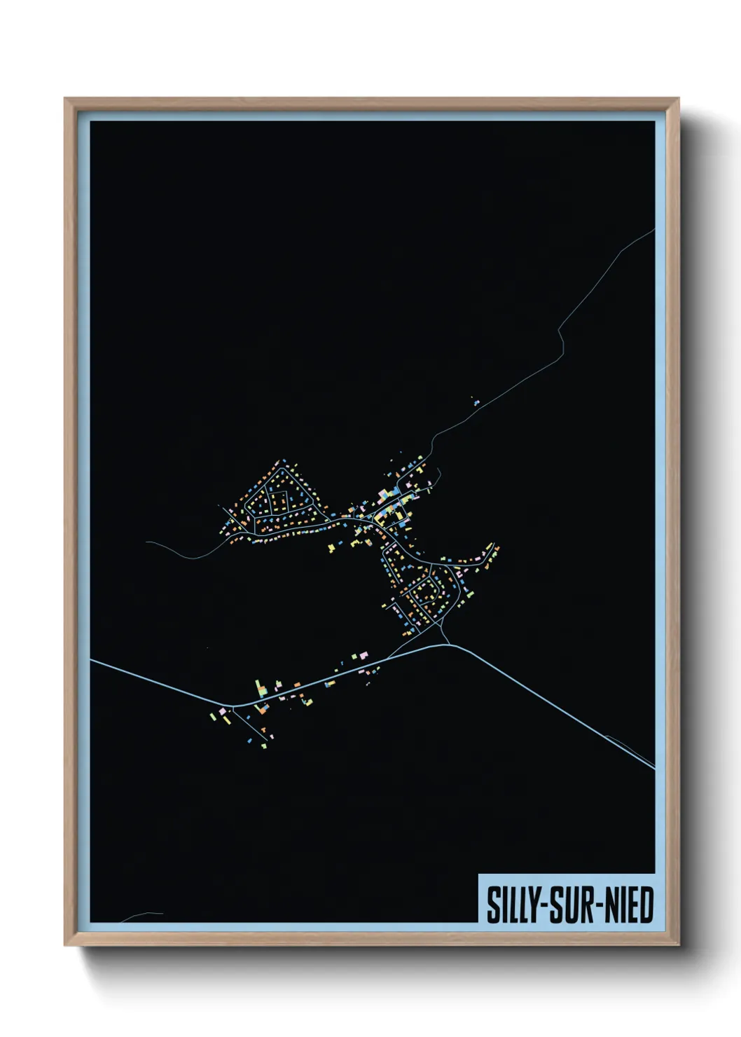 Une affiche de carte sur Silly-sur-Nied