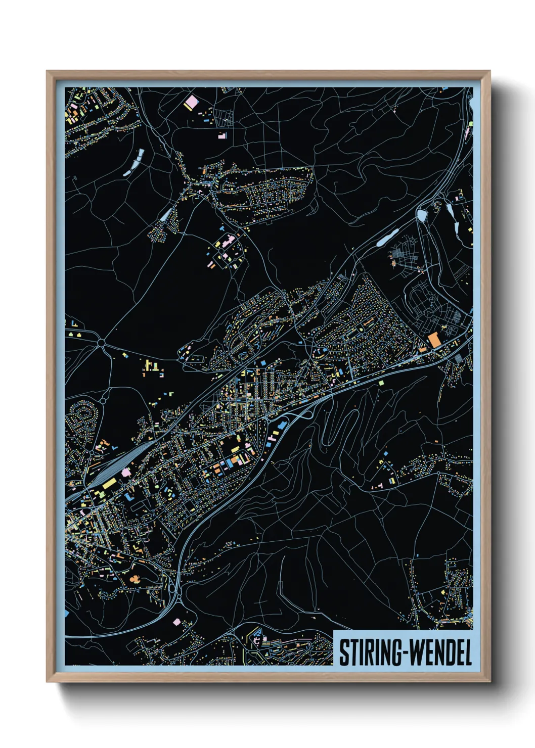 Une affiche de carte sur Stiring-Wendel