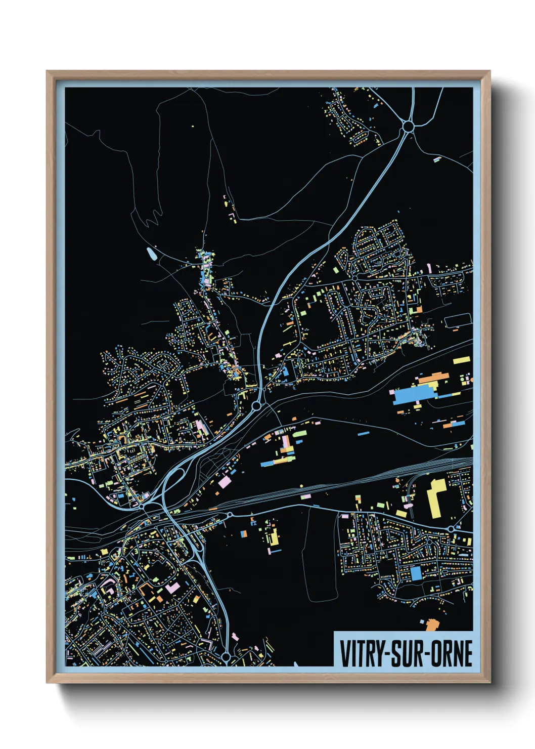 Une affiche de carte sur Vitry-sur-Orne