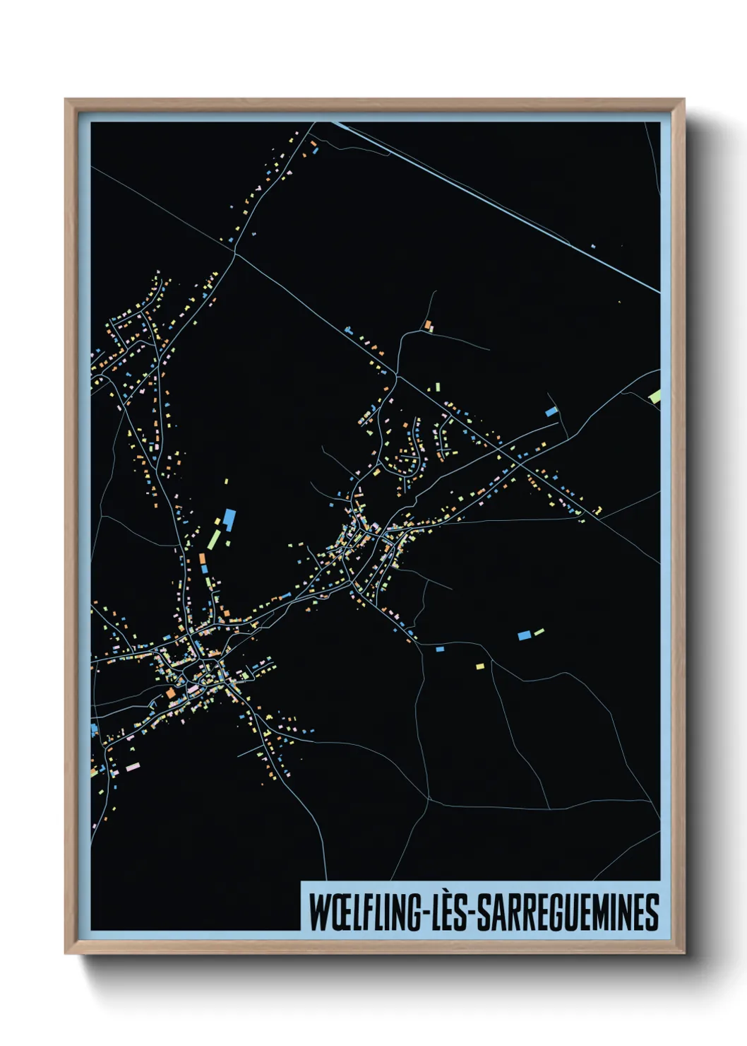 Une affiche de carte sur Wœlfling-lès-Sarreguemines