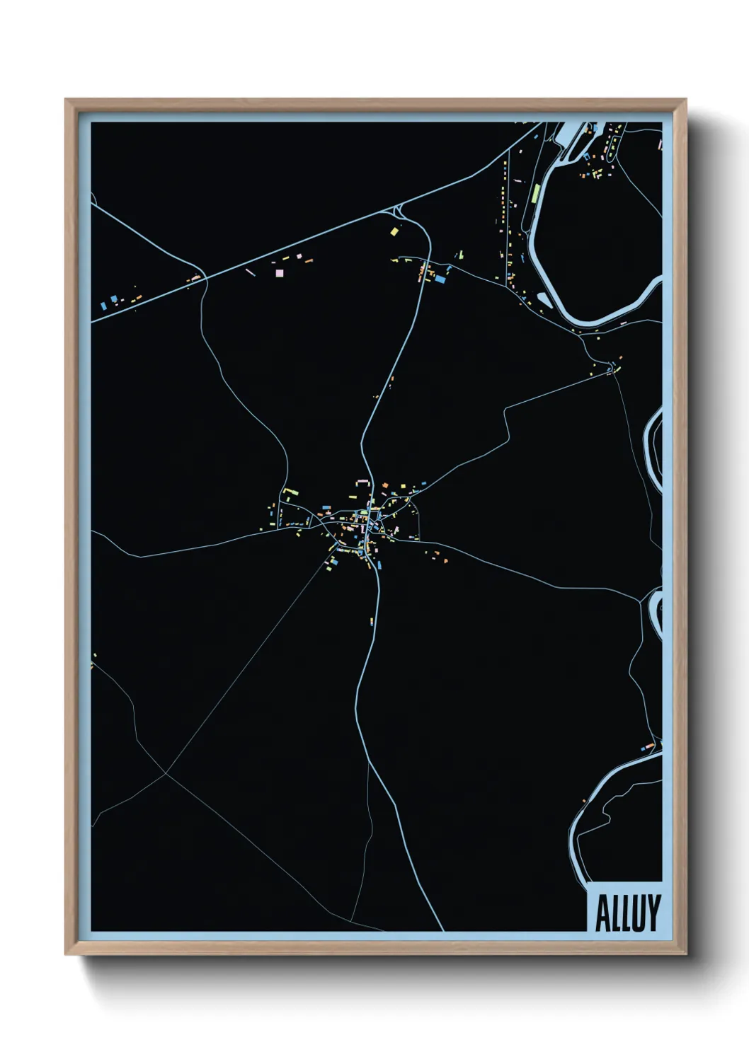 Une affiche de carte sur Alluy