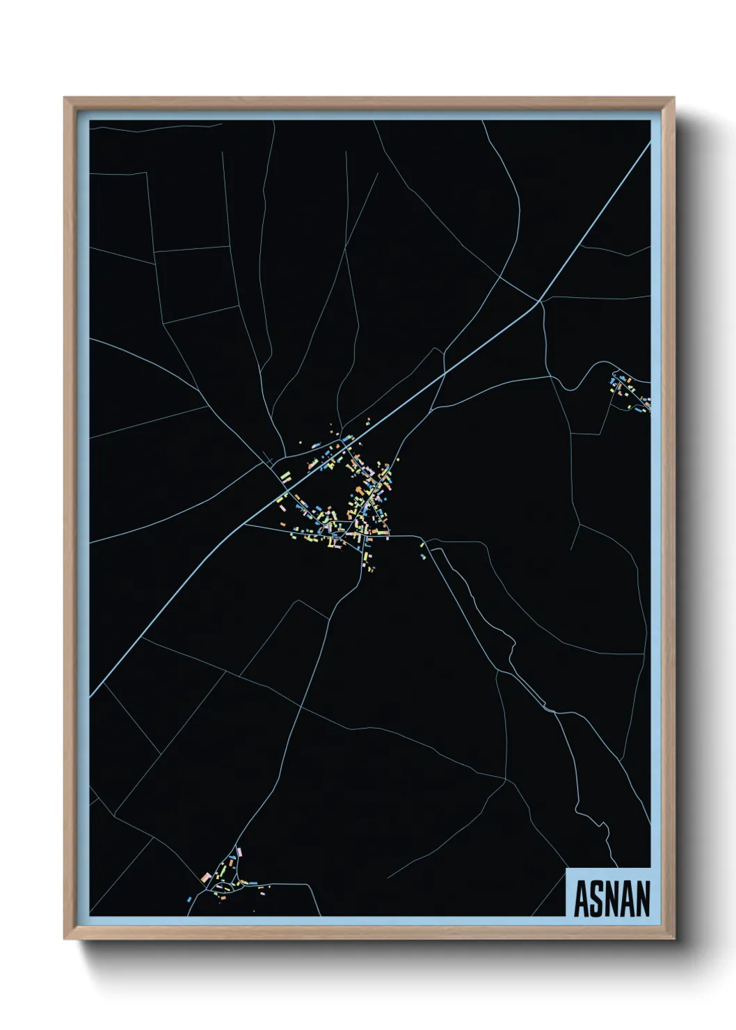 Une affiche de carte sur Asnan