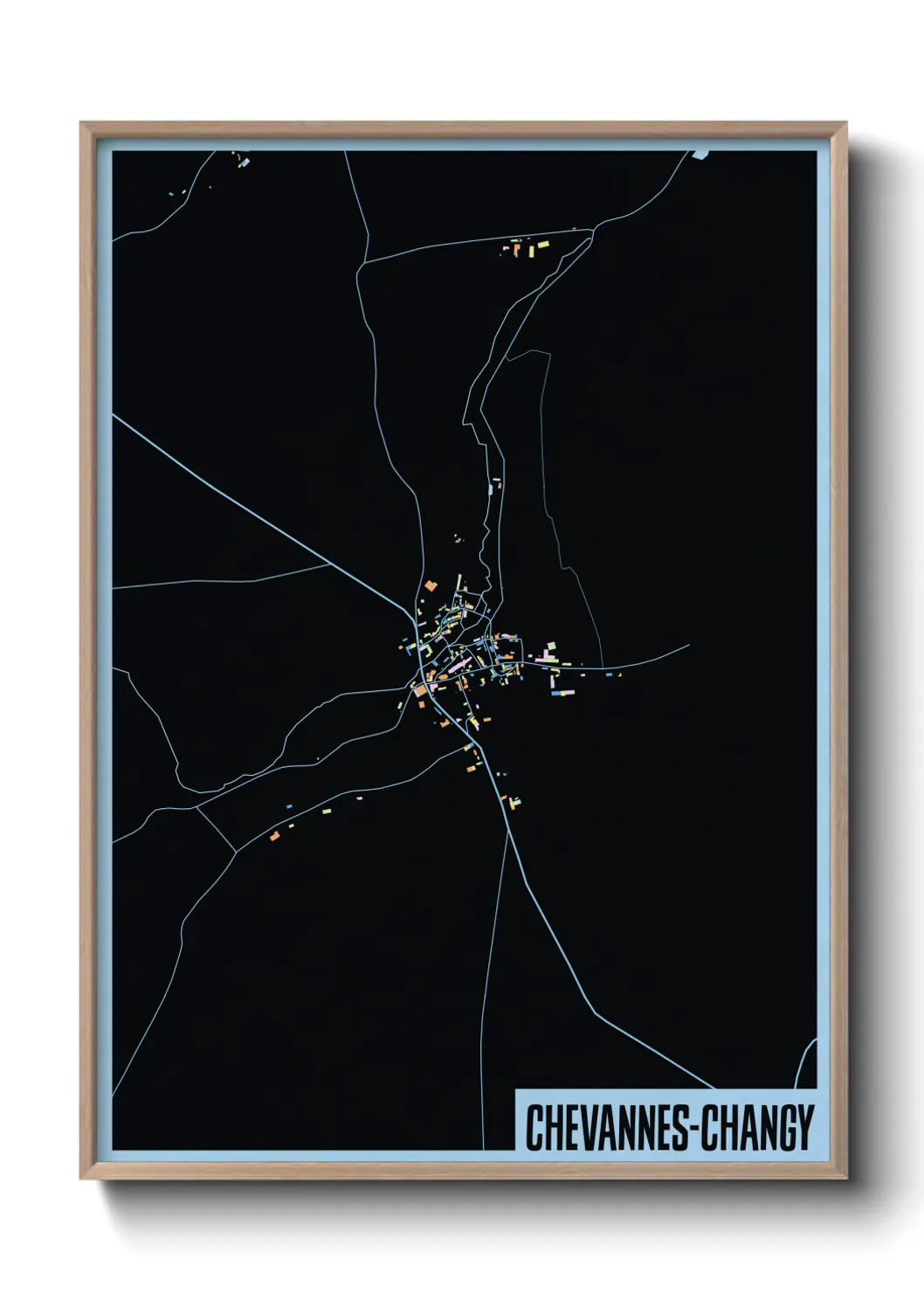 Une affiche de carte sur Chevannes-Changy