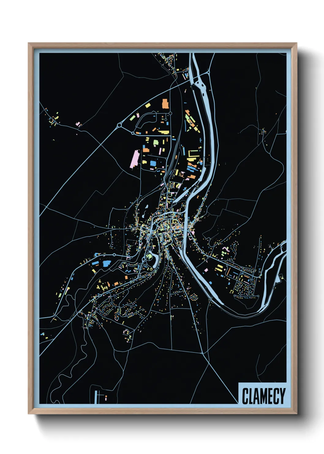 Une affiche de carte sur Clamecy