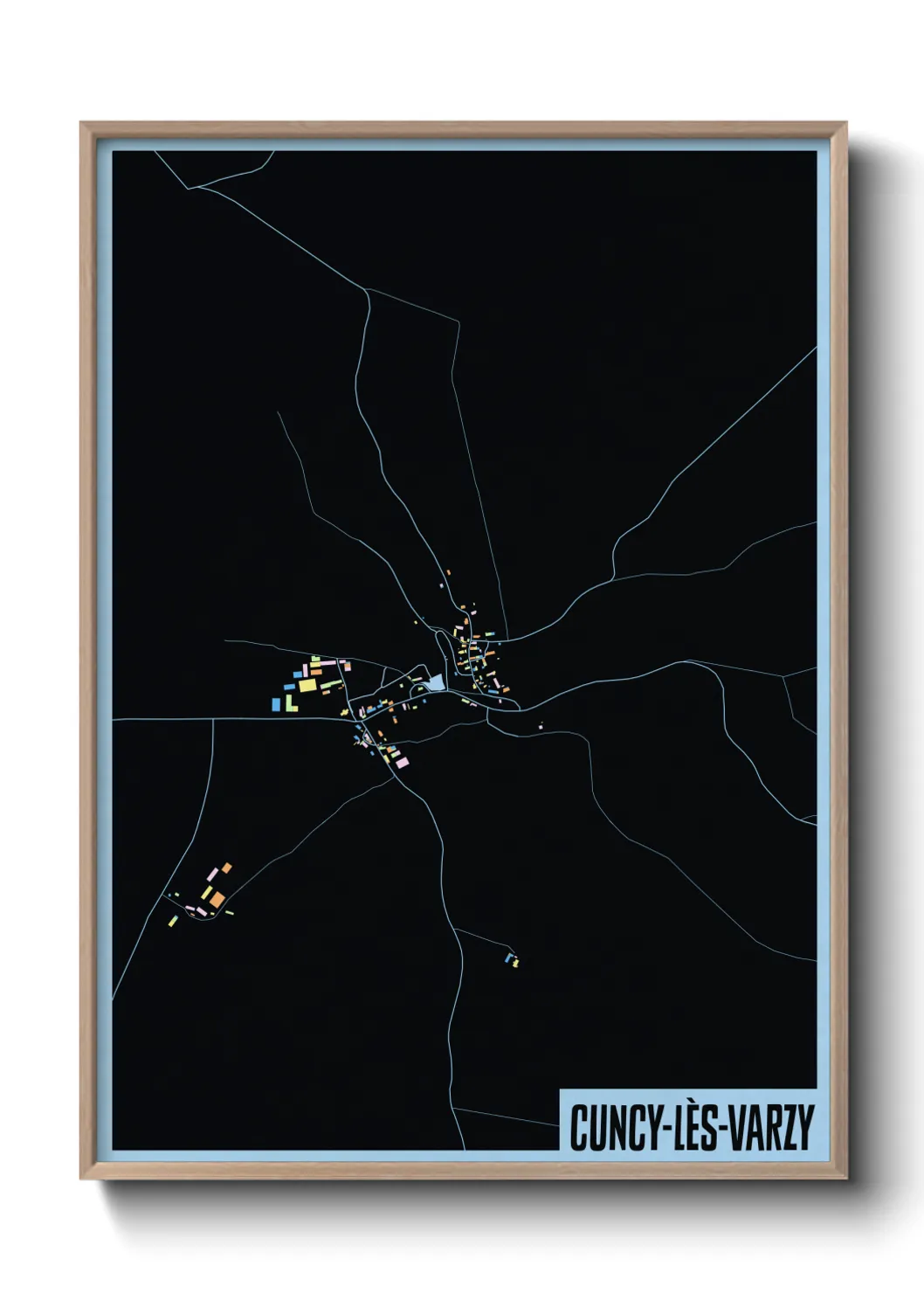 Une affiche de carte sur Cuncy-lès-Varzy