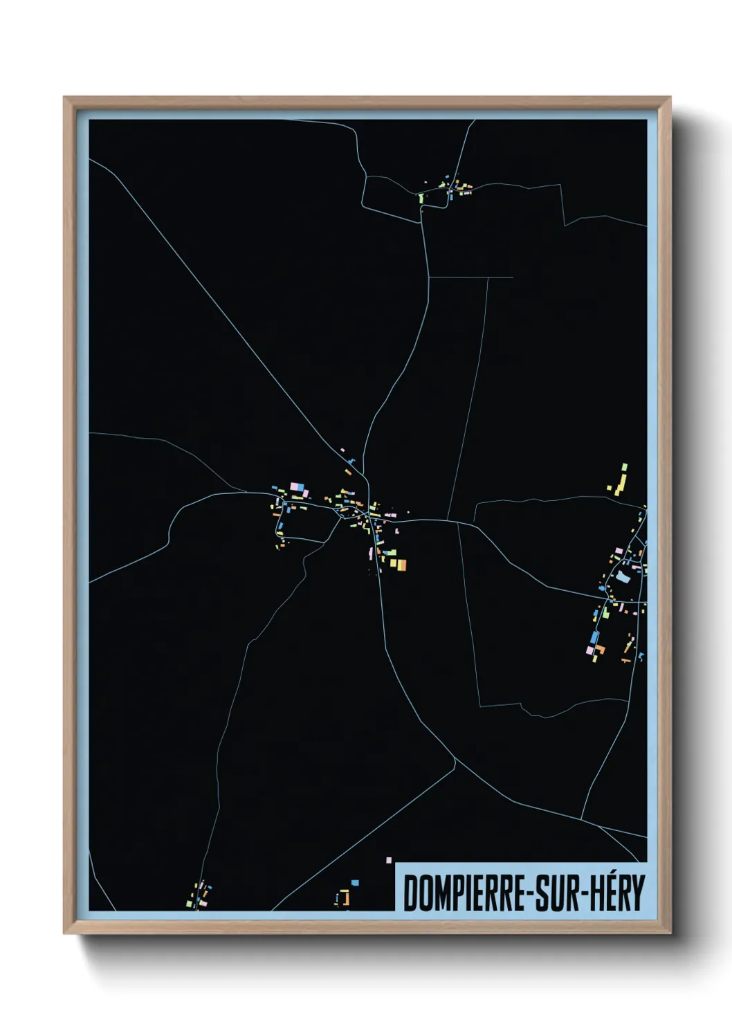 Une affiche de carte sur Dompierre-sur-Héry