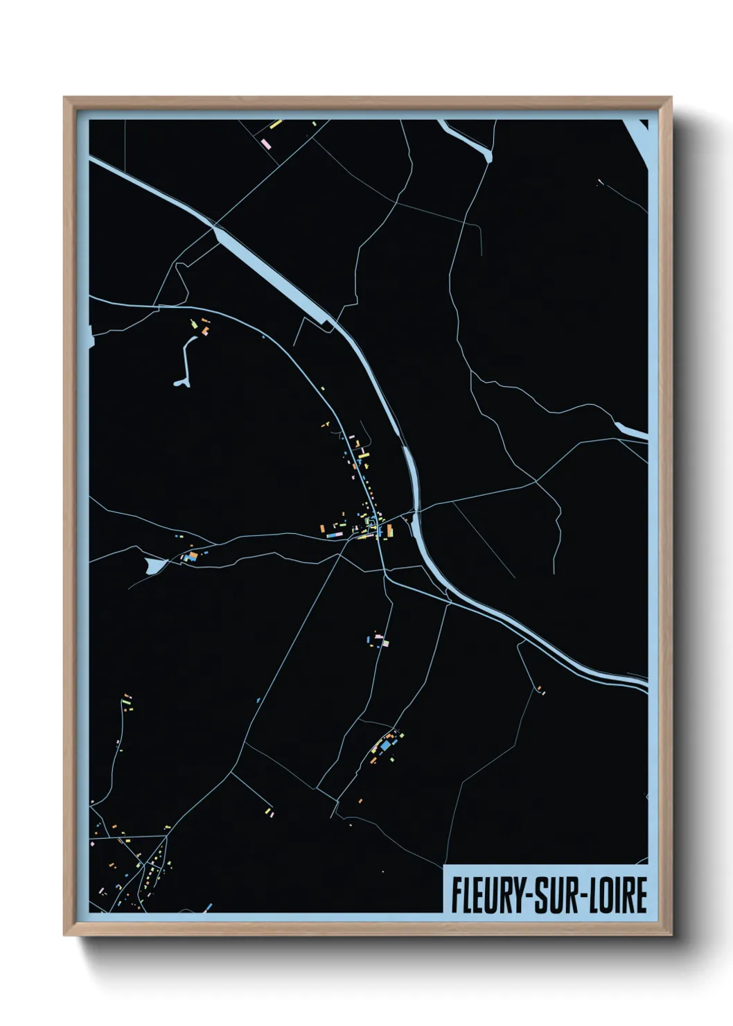 Une affiche de carte sur Fleury-sur-Loire