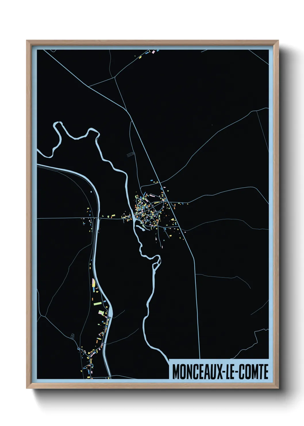 Une affiche de carte sur Monceaux-le-Comte