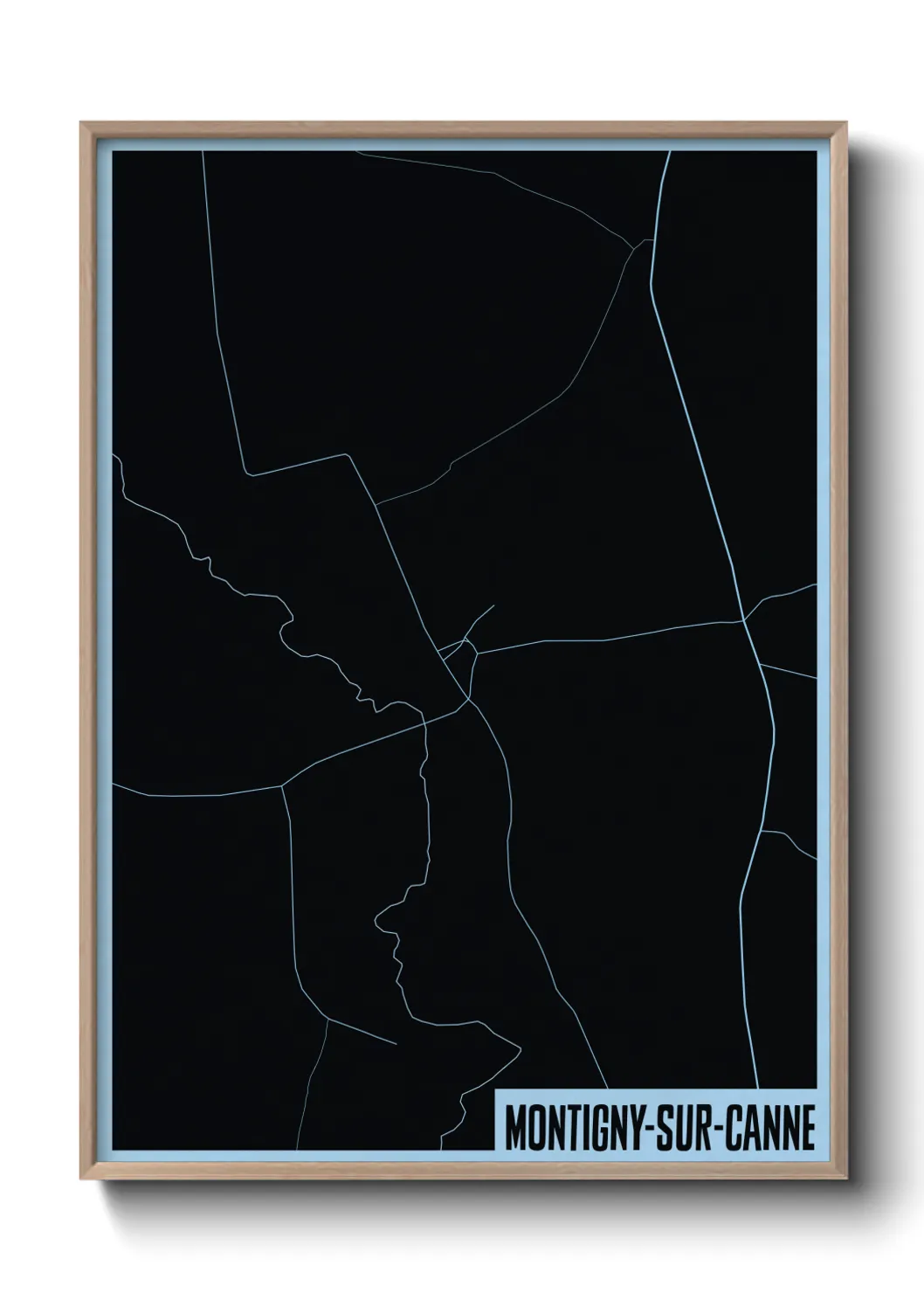 Une affiche de carte sur Montigny-sur-Canne