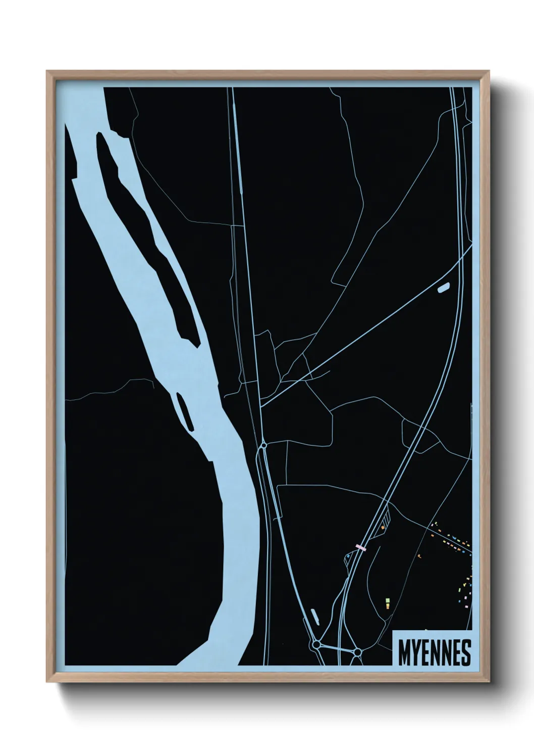 Une affiche de carte sur Myennes