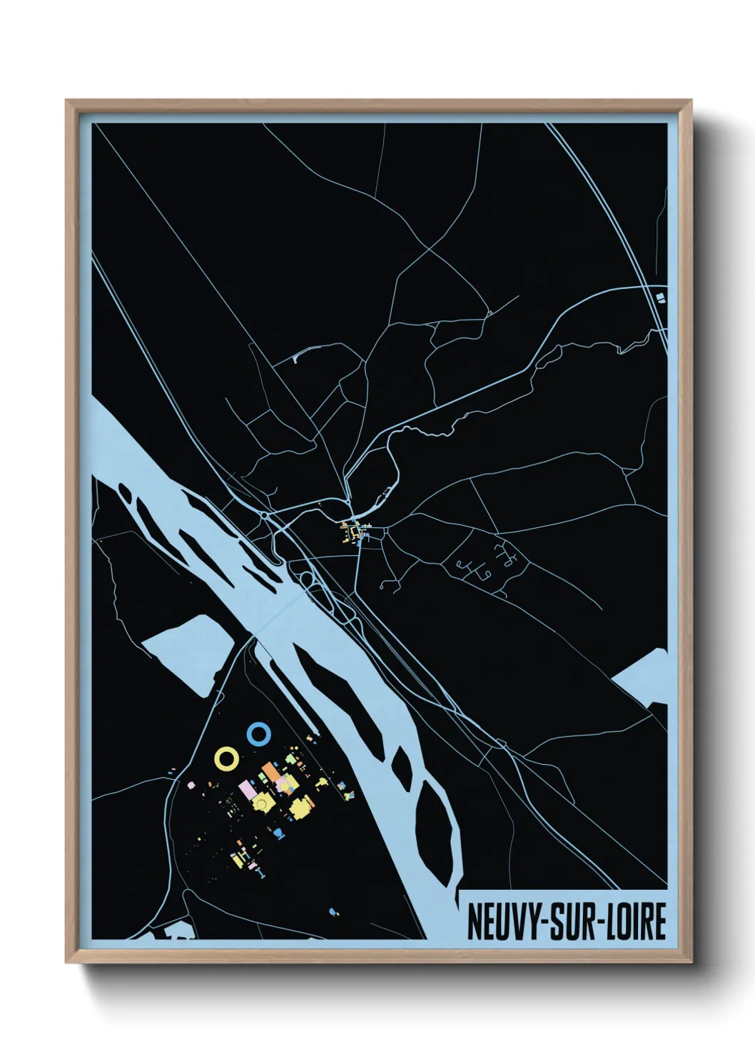 Une affiche de carte sur Neuvy-sur-Loire