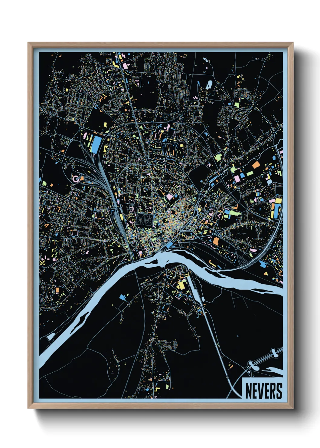 Une affiche de carte sur Nevers