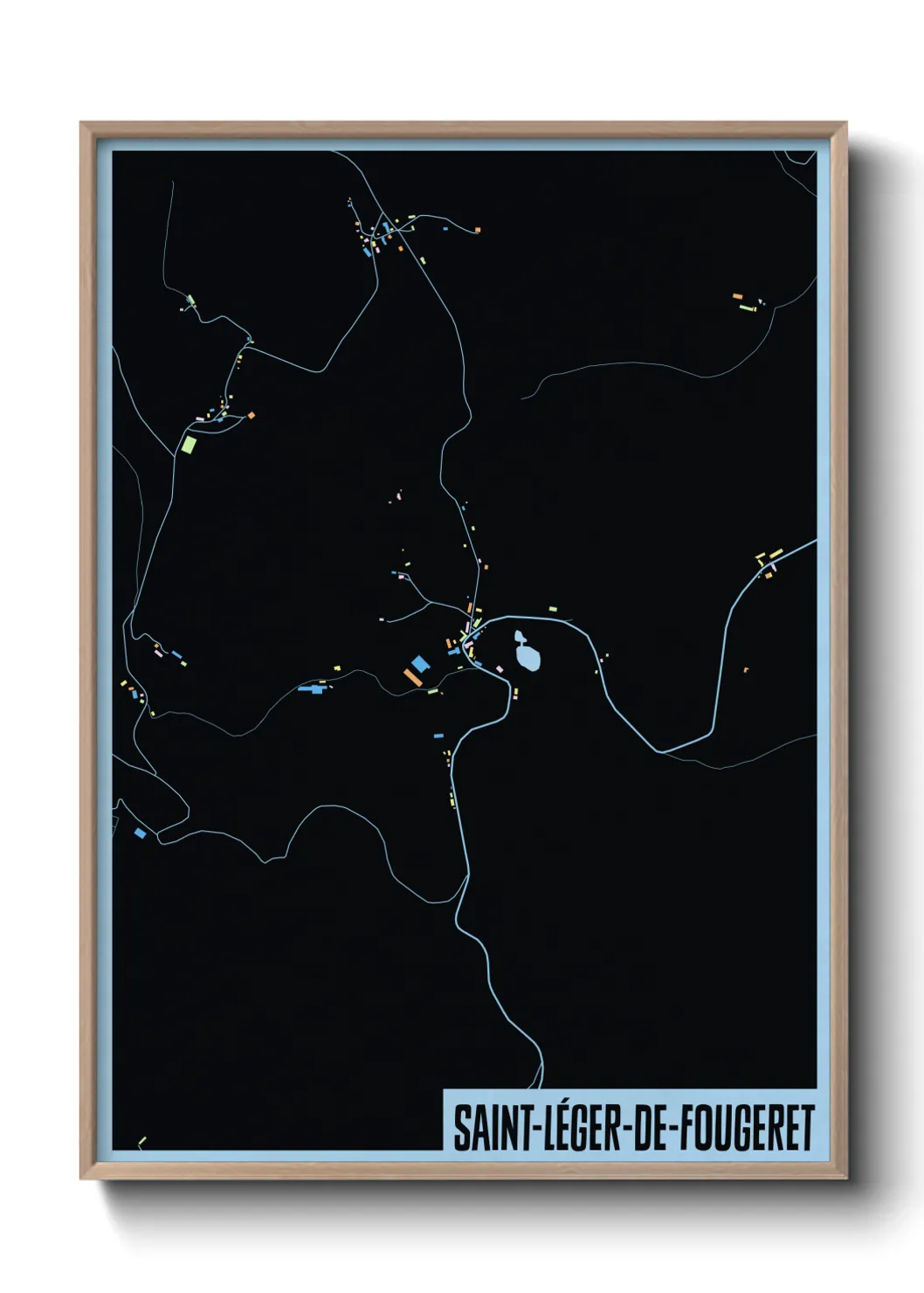 Une affiche de carte sur Saint-Léger-de-Fougeret