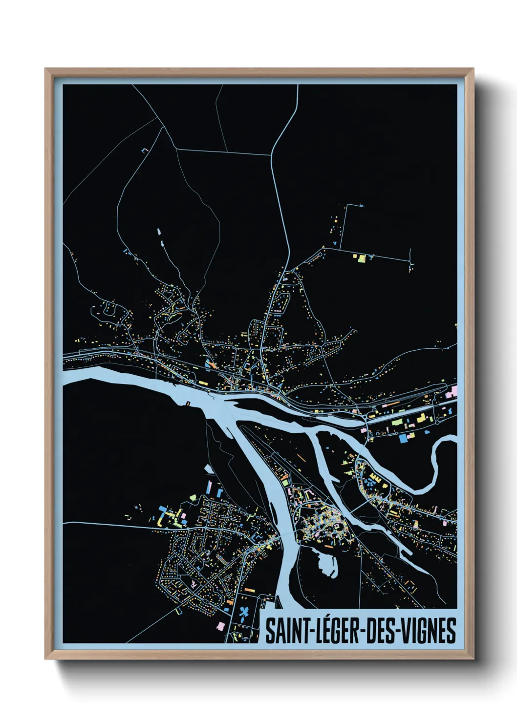 Une affiche de carte sur Saint-Léger-des-Vignes