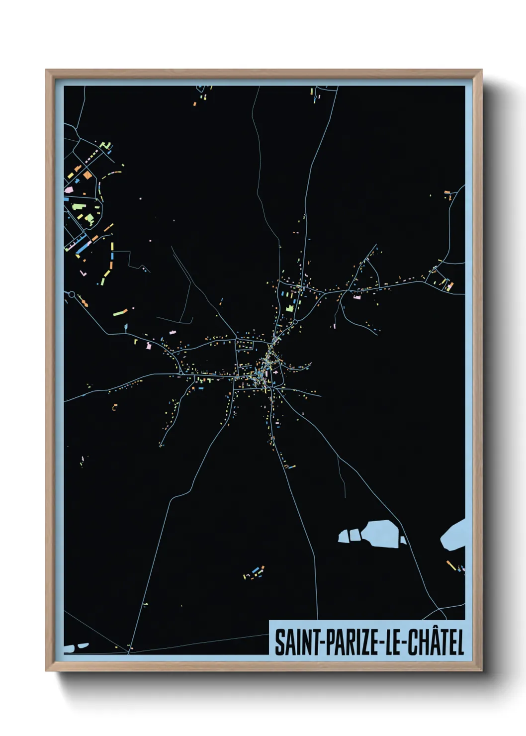 Une affiche de carte sur Saint-Parize-le-Châtel