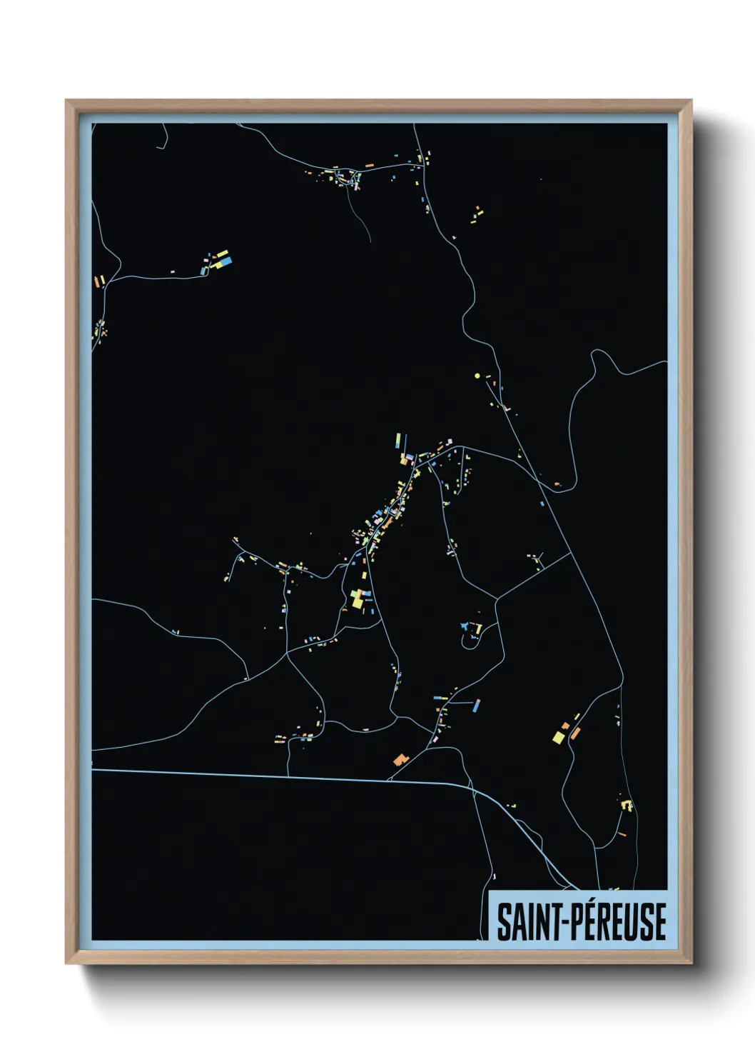 Une affiche de carte sur Saint-Péreuse