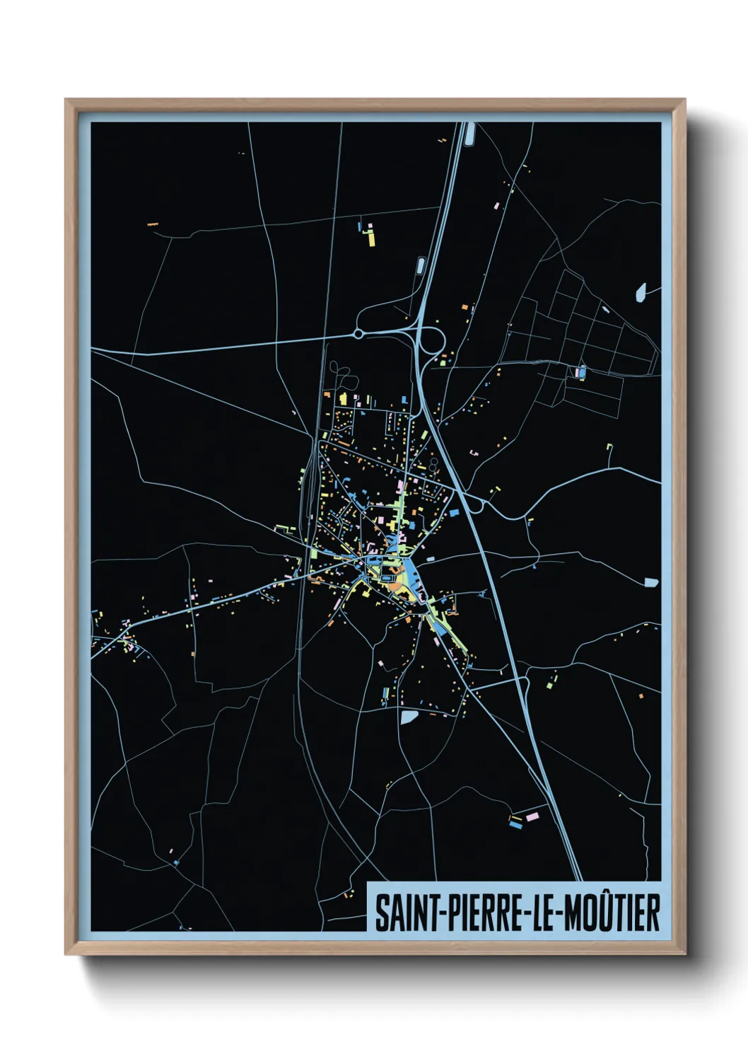 Une affiche de carte sur Saint-Pierre-le-Moûtier