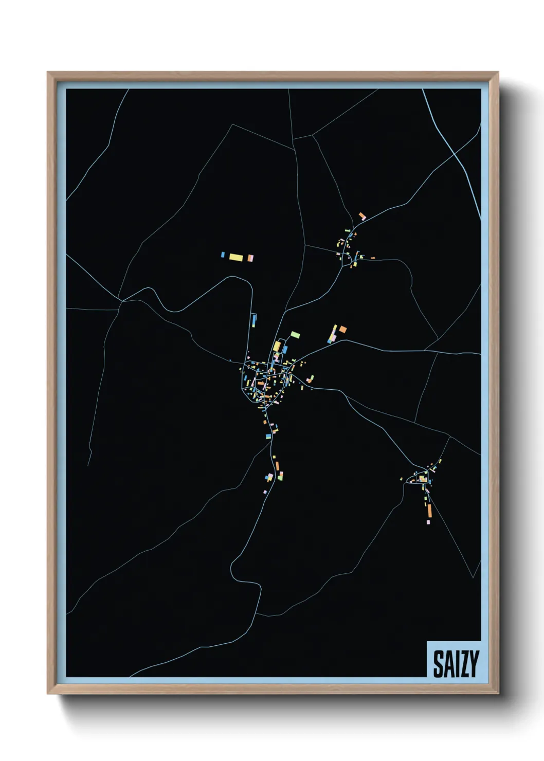 Une affiche de carte sur Saizy