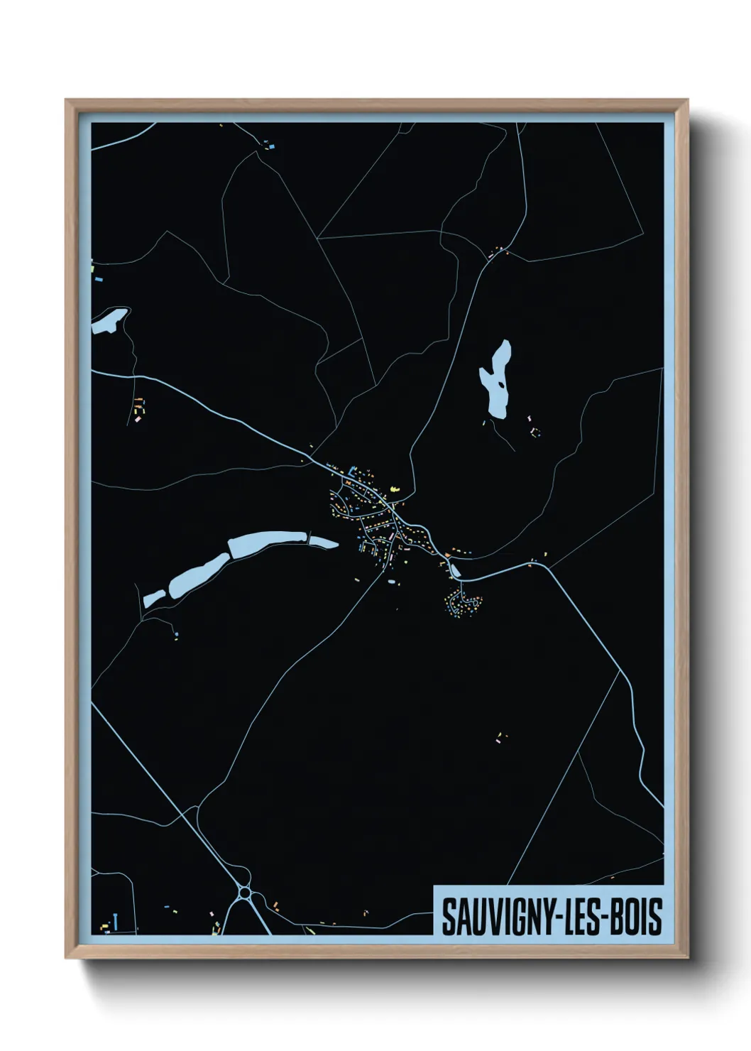 Une affiche de carte sur Sauvigny-les-Bois