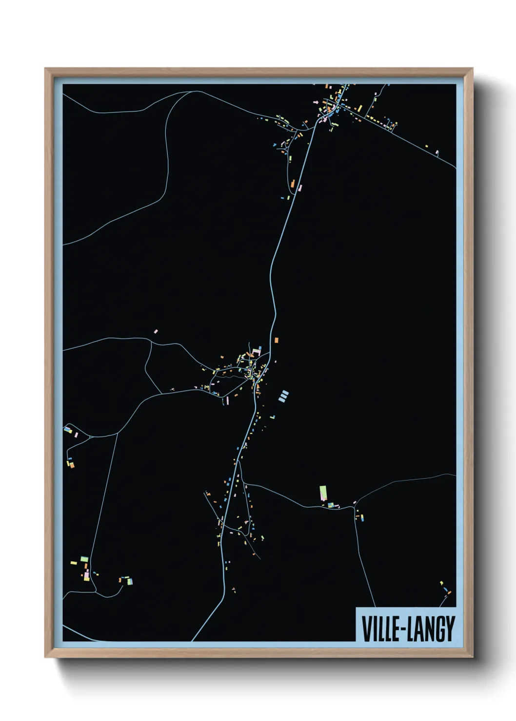 Une affiche de carte sur Ville-Langy