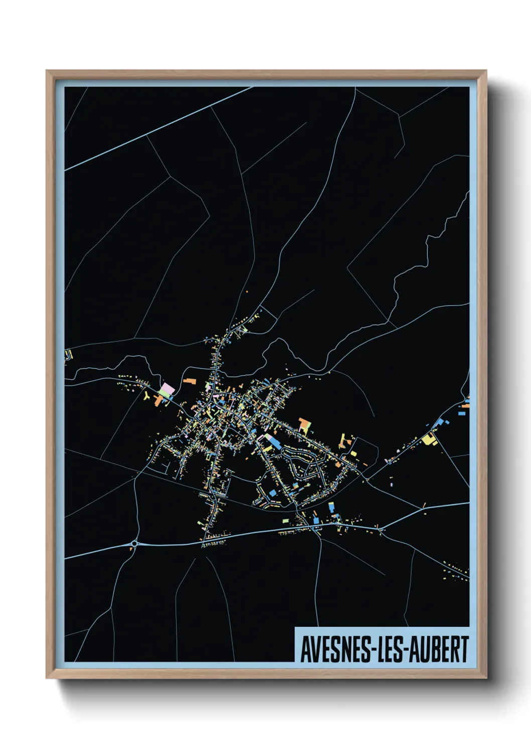 Une affiche de carte sur Avesnes-les-Aubert