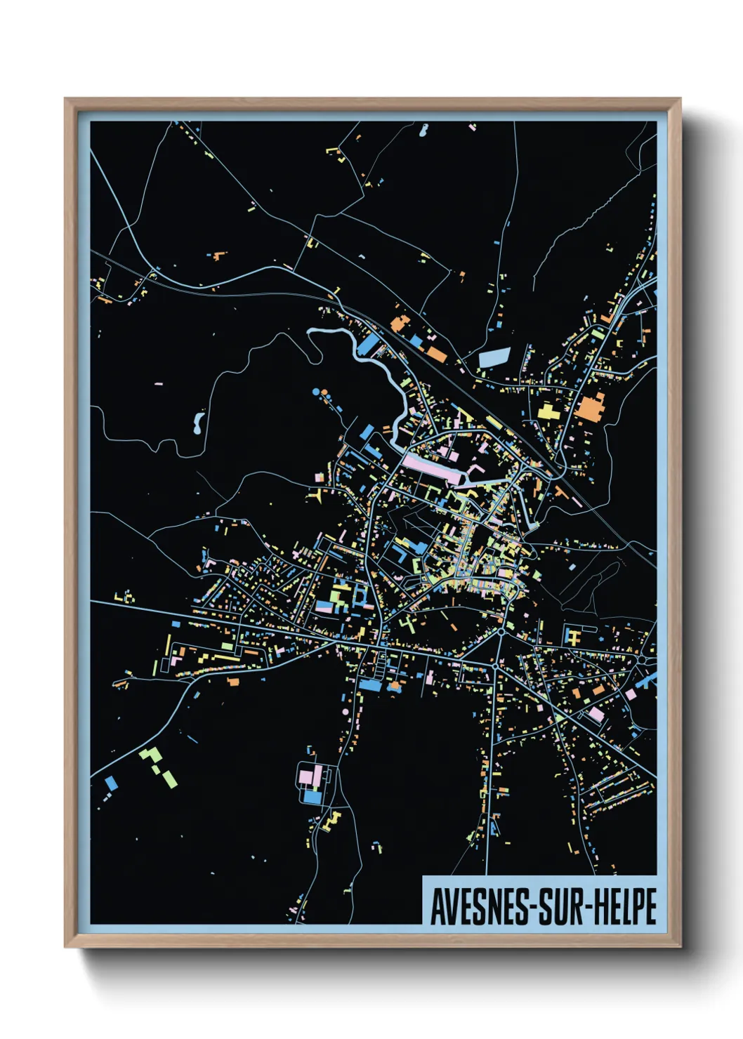 Une affiche de carte sur Avesnes-sur-Helpe