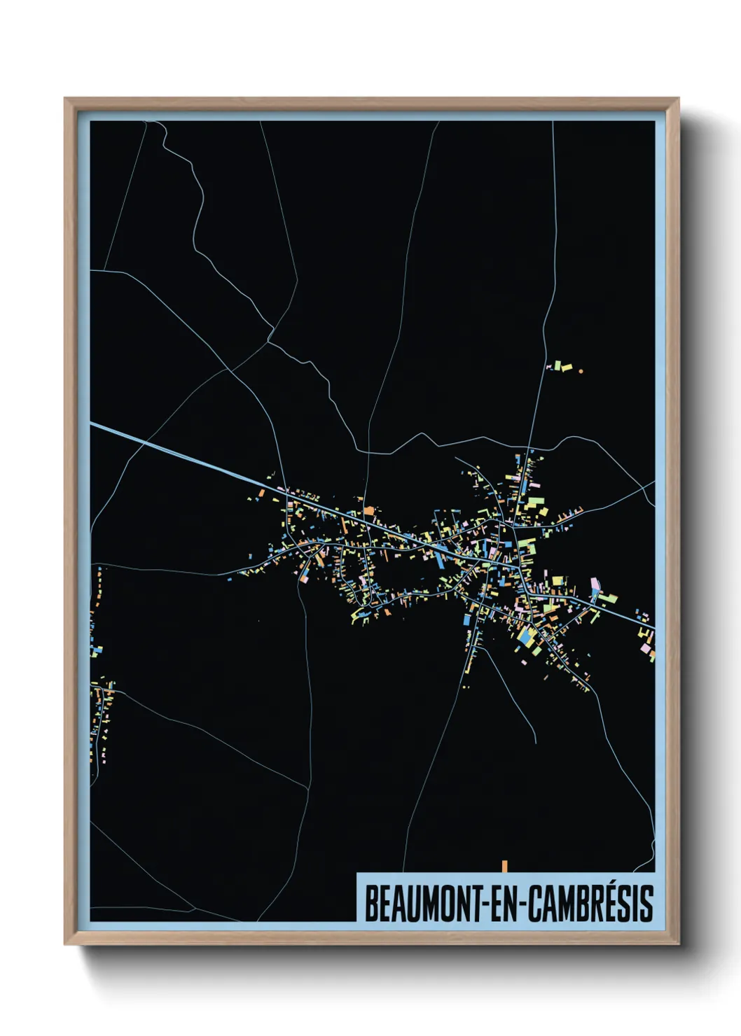 Une affiche de carte sur Beaumont-en-Cambrésis