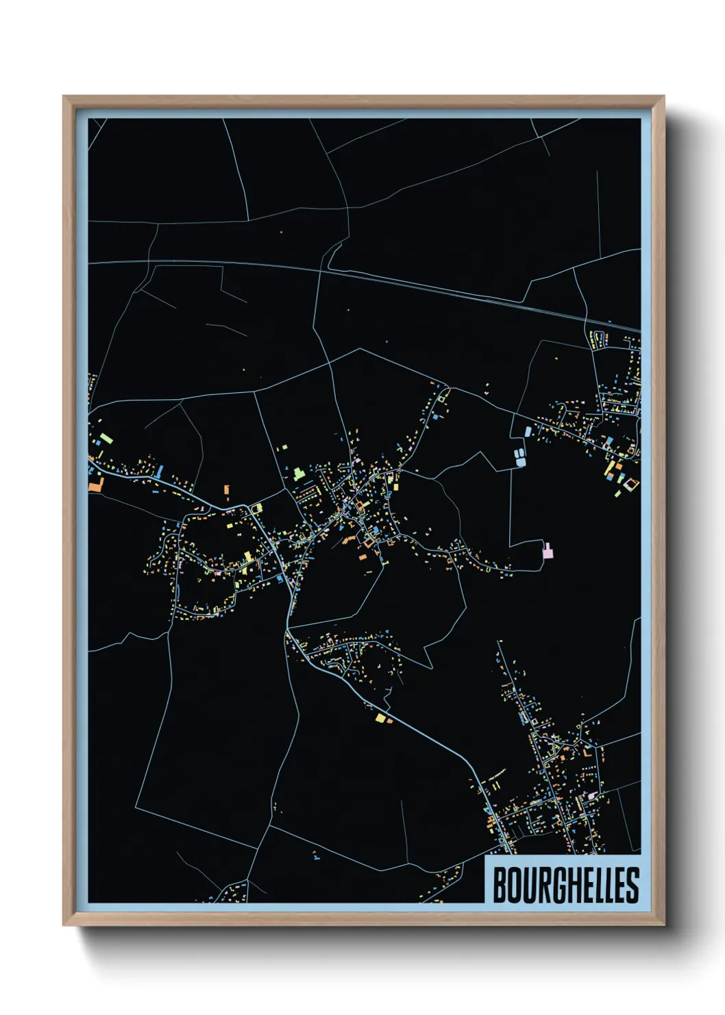 Une affiche de carte sur Bourghelles