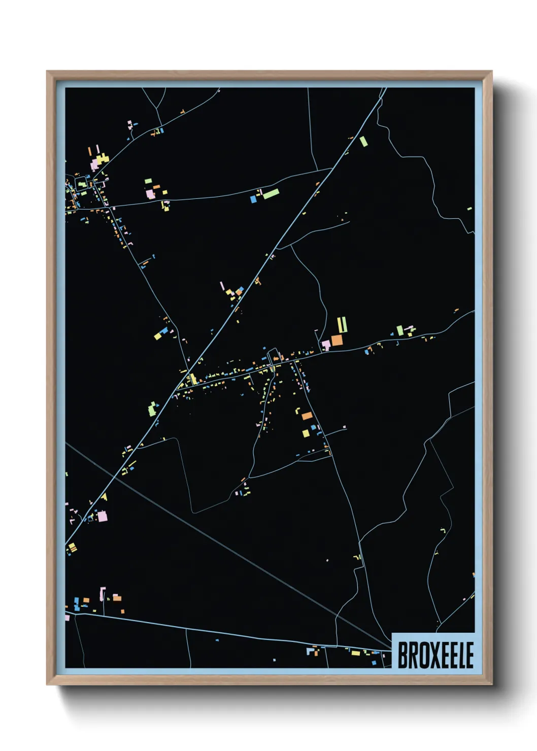 Une affiche de carte sur Broxeele