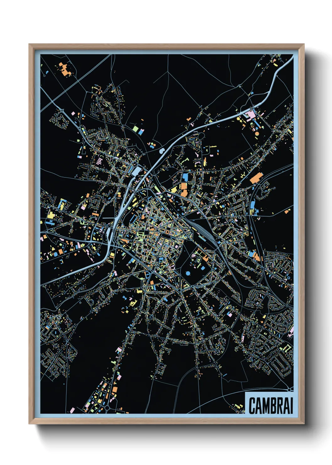 Une affiche de carte sur Cambrai