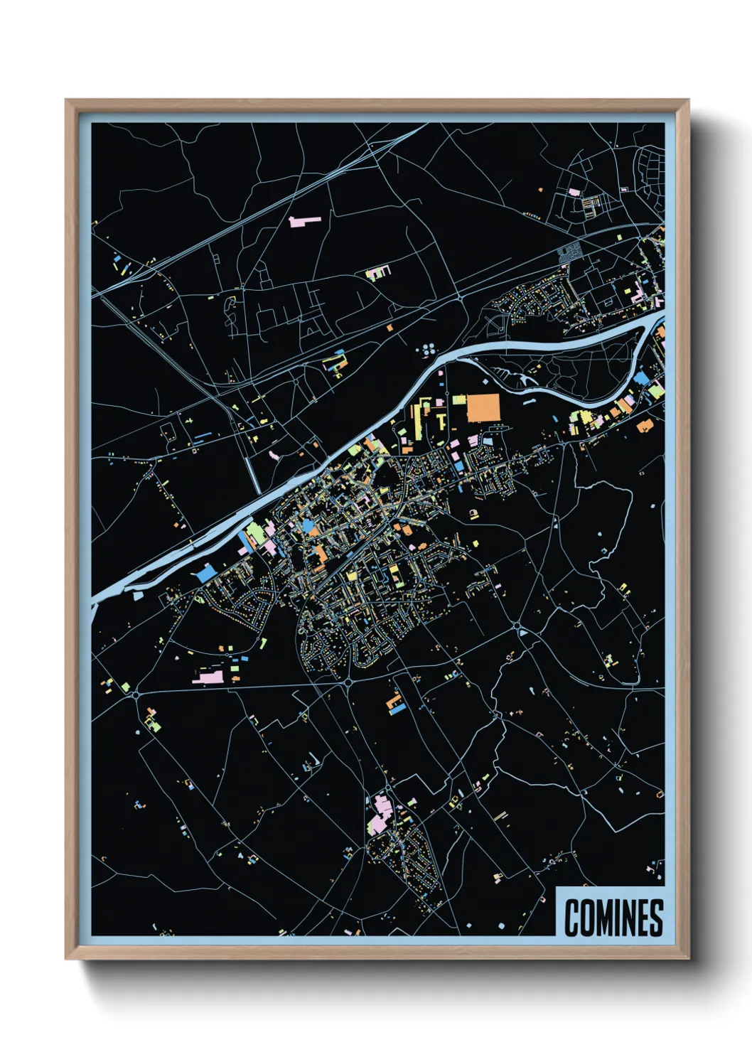 Une affiche de carte sur Comines