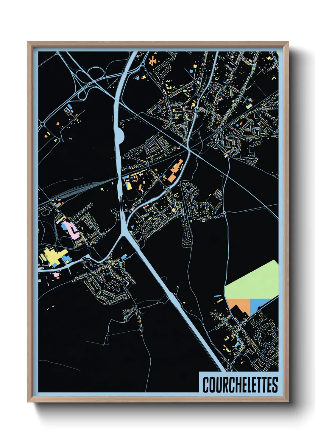 Une affiche de carte sur Courchelettes