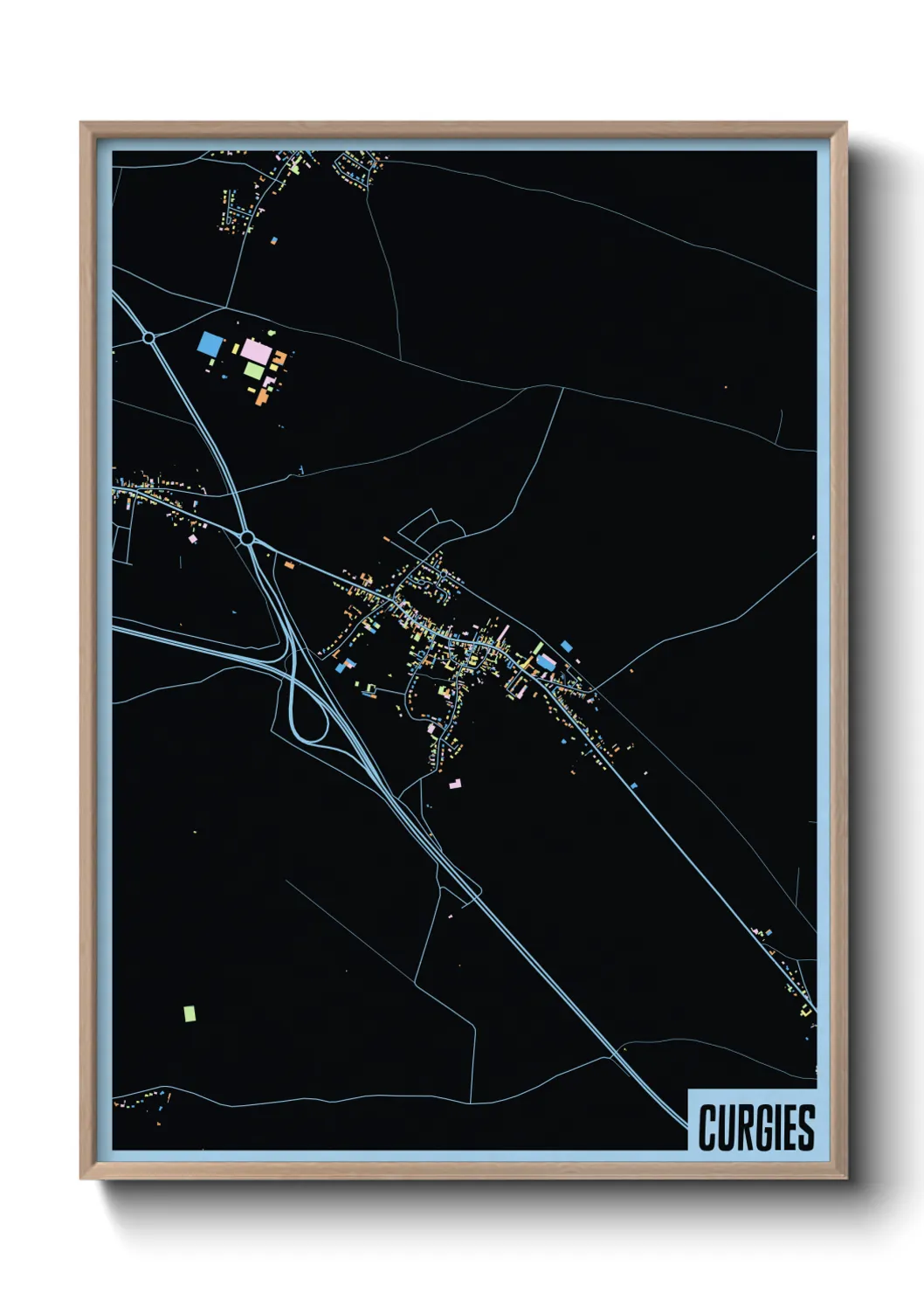 Une affiche de carte sur Curgies