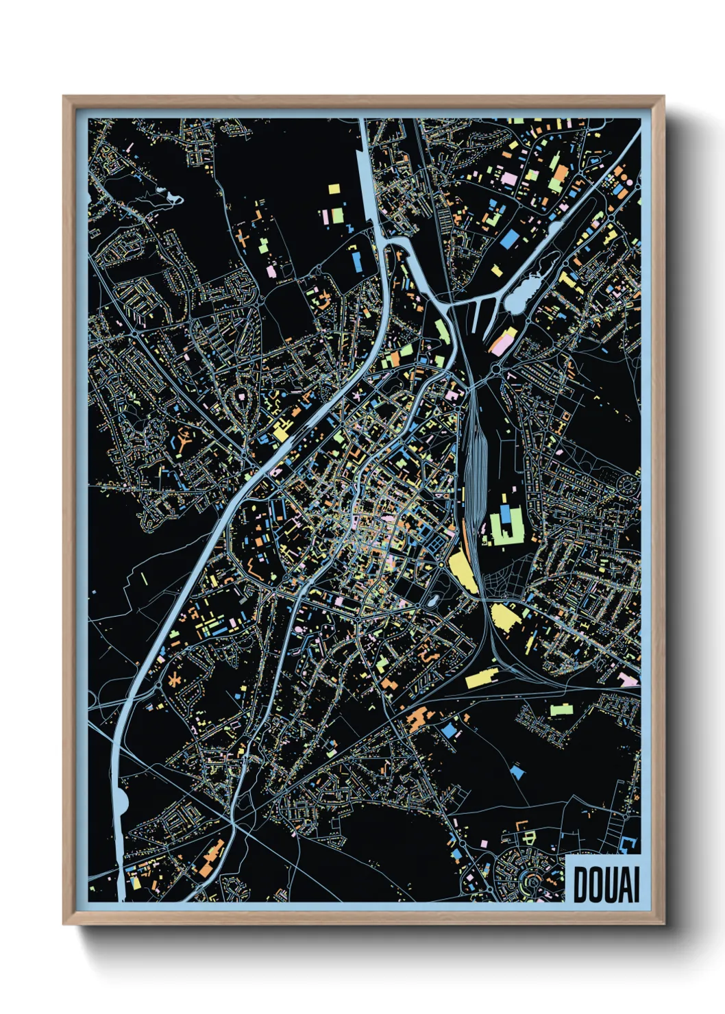 Une affiche de carte sur Douai