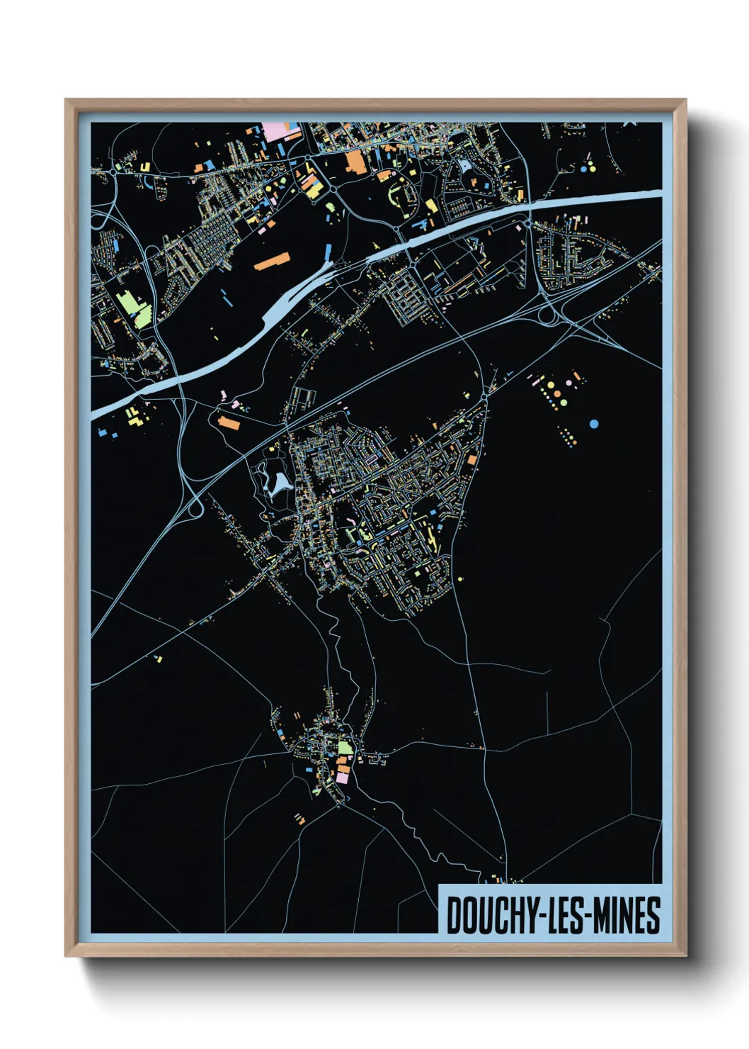 Une affiche de carte sur Douchy-les-Mines