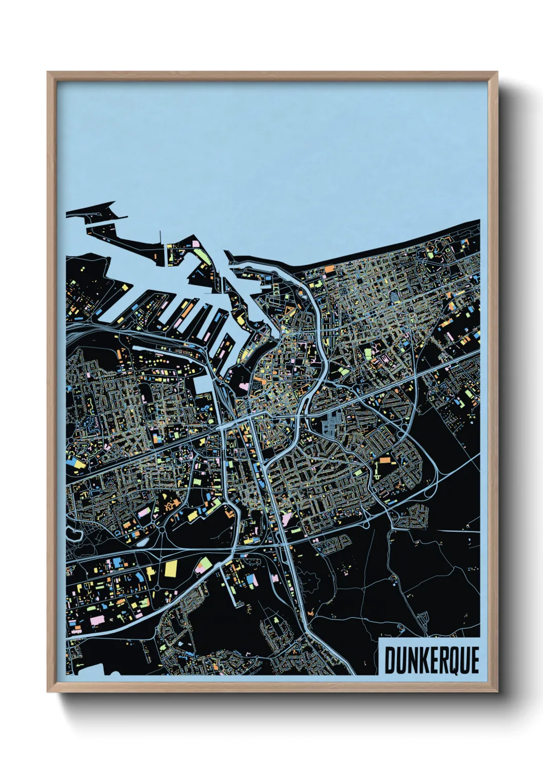 Une affiche de carte sur Dunkerque