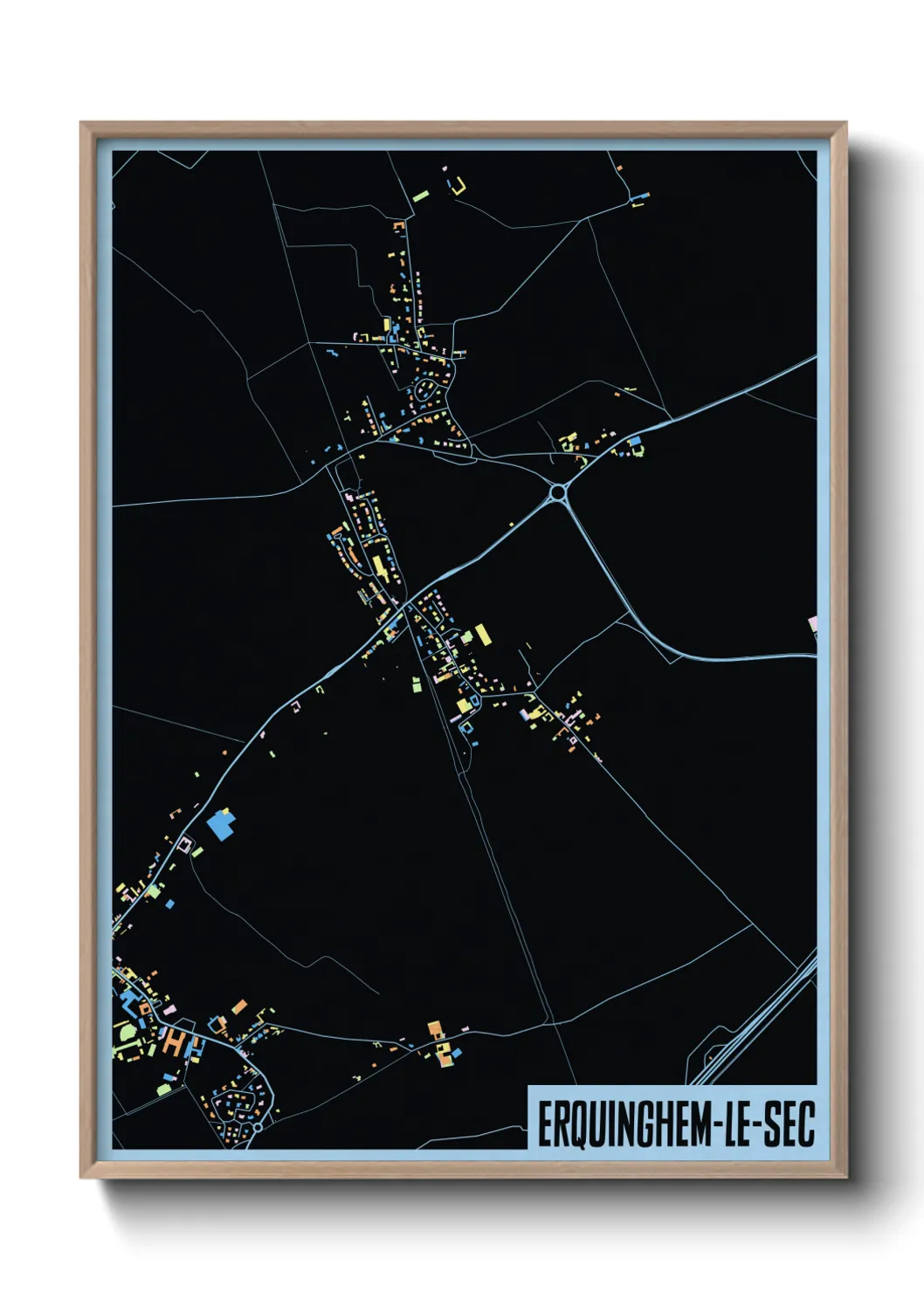 Une affiche de carte sur Erquinghem-le-Sec