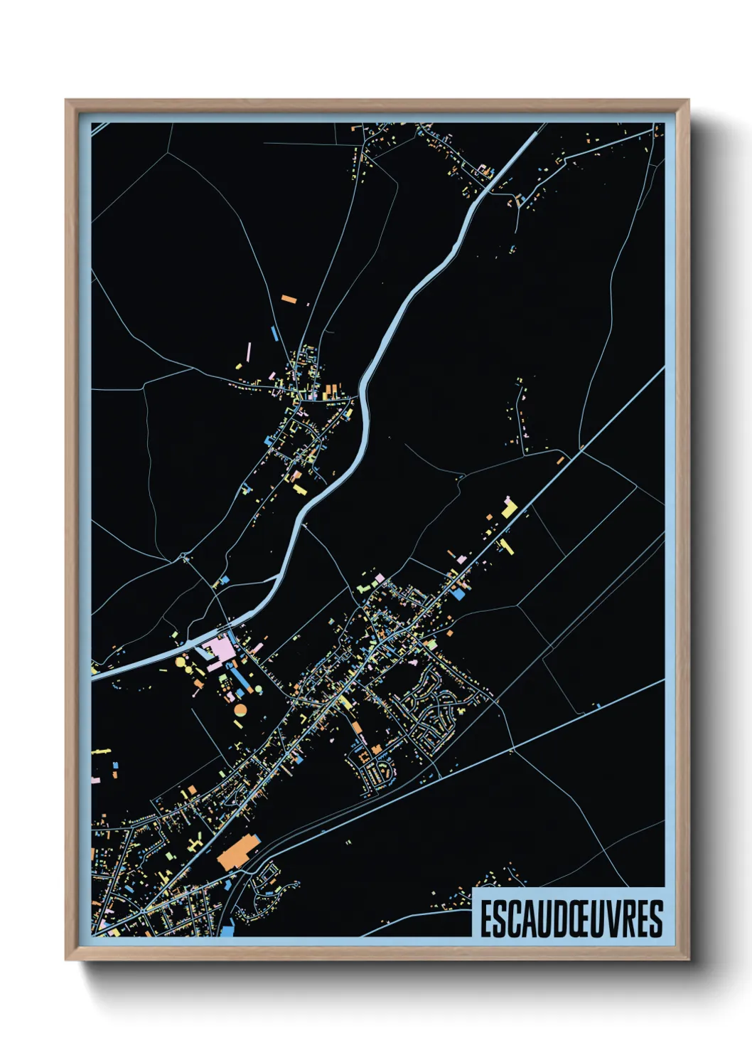 Une affiche de carte sur Escaudœuvres